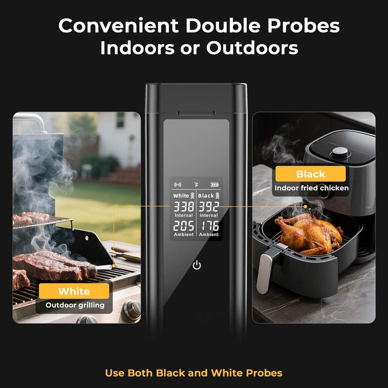 BlueSwan Bluetooth Meat Thermometer Digital, Food Thermometer Wireless 820 ft Range with 2 Color Probes with APP for Grill, Smoker, Oven, Magnetic Design for Cooking, BBQ, Valentines Day Gifts for Him - Image 5